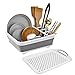 Collapsible Dish Drying Rack with Drain Board【New Version】Portable Dinnerware/Glassware/Tableware Organizer - Perfect for Small Kitchen,Camper, RV,Caravan,Travel