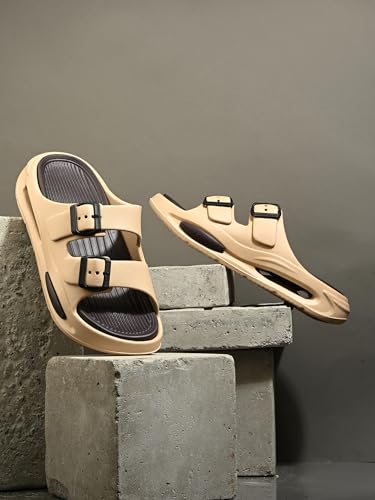 Image of DOCTOR HEALTH SUPER SOFT Men EVA Double Strap Sandals | Adjustable Buckle Comfort Slides | Lightweight Anti-Slip Casual Slippers for Indoor Outdoor Everyday Wear