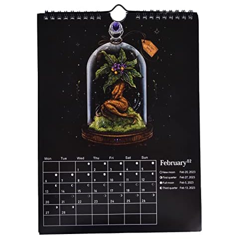 holexty Dark Forest Lunar Calendar 2023,Colorful 12 Original Illustrations Wall Hanging Calendars | Mysterious Animals Calendars Wheel of Phase Astrology Art Decor for Home Office Cover
