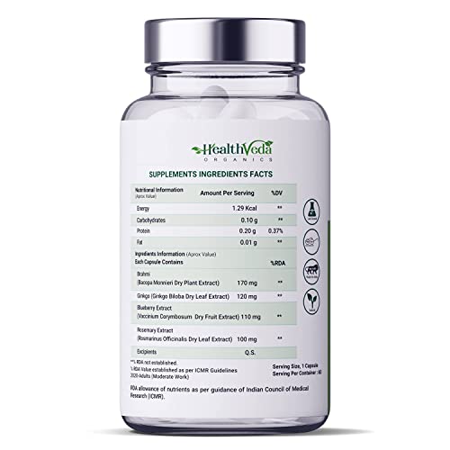Kavir Plant Based Brain Memoriser With Ginkgo Biloba & Brahmi I 60 Veg Capsules I Boosts Concentration & Learning Activities #TOP2