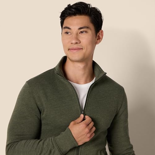 Image of Amazon Essentials Men's Standard Full-Zip Fleece Mock Neck Midweight Sweatshirt with Pockets