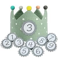URAQT Geburtstagskrone Kinder, Geburtstagskrone Stoff, Geburtstag Kinderkrone, Krone Geburtstag für Jungs Mädchen mit Happy Birthday Spruchband und Auswechselbaren Zahlen von 1-9 (Grün)