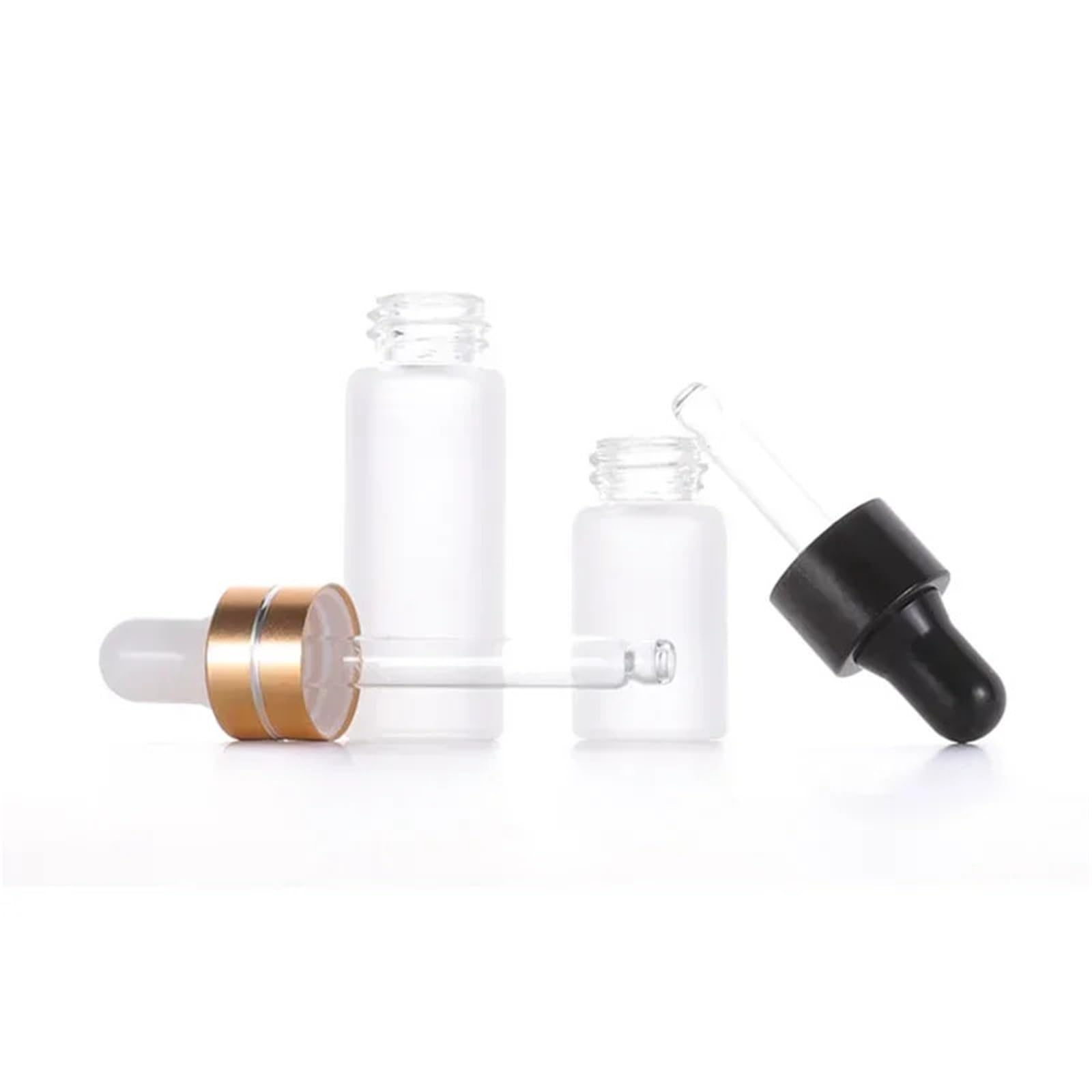 Pipettenflasche 1–5 ml Tropfflasche, klein, feines Öl, klares Milchglas, Probenessenz, separate leere Flaschen for ätherische Öle(Black,100pcs,1ml)