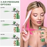 Airbrush Kit with Compressor - Rechargeable Portable Non-Clogging High-Pressure Air Brush Set with Nozzle and Cleaning Brush Set for Nail Art, Makeup, Barber, Cake Decor, Model Painting (Green) - Image 5