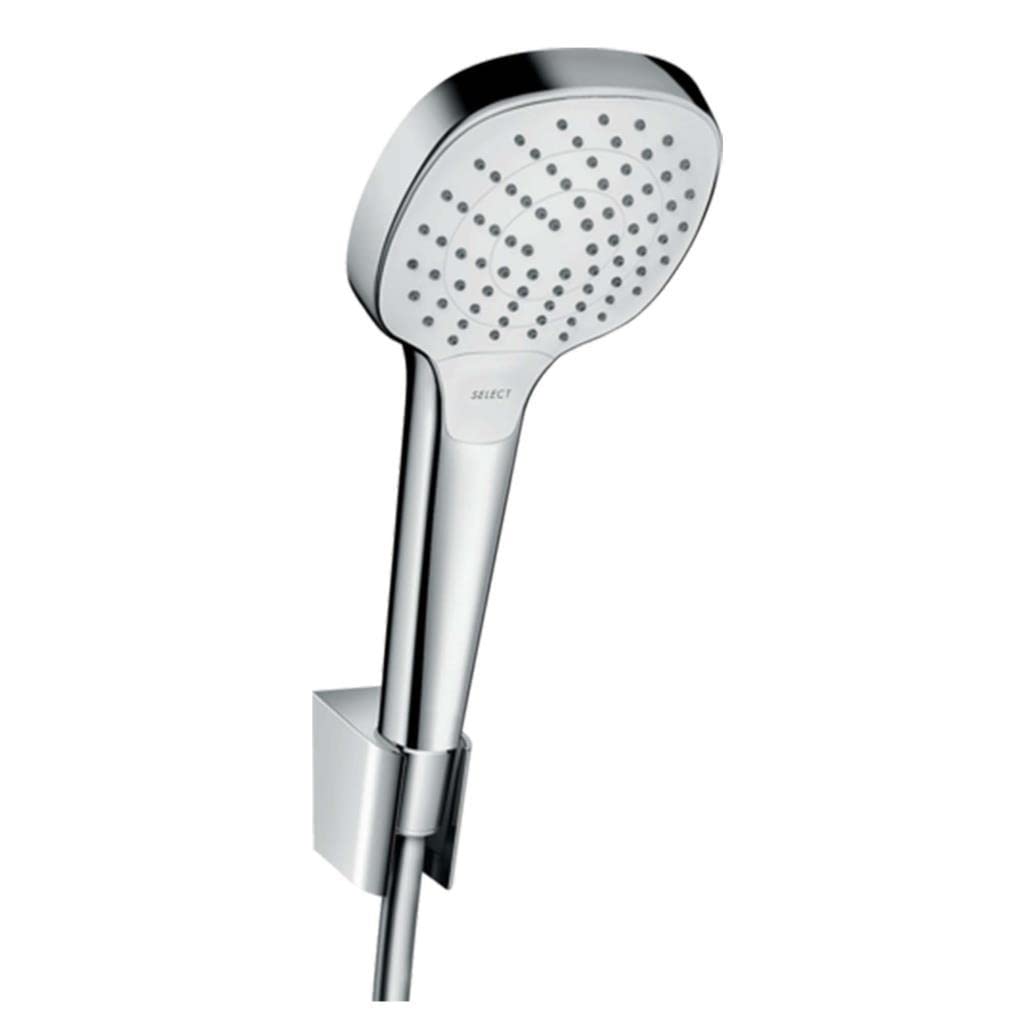 Hansgrohe 26425400 Croma Select E 110 Vario ducha de mano con soporte y flexo, 3 tipos de chorro, blanco/cromo