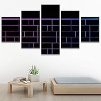 SIGNWIN 5 Panel Canvas Wall Art Modern Art Abstract Closeup Geometric Lights Mixed Media Modern Multicolor for Home Decorations Ready to Hang - 60