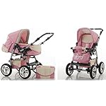 15 teiliges Qualitäts-Kinderwagenset 3 in 1 „FLASH“: Kinderwagen + Buggy + Autokindersitz – 15 teiliges Mega Set in 38 tollen Farben