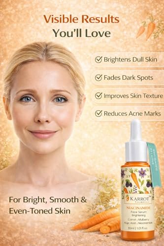 Image of KARROT COSMETICS Niacinamide Face Serum for Brightening & Spot Reduction | With Kojic Acid & Mulberry Extract | Reduces Dark Spots, Refines Pores & Improves Skin Texture | Lightweight, Non-Sticky | For All Skin Types|30ml