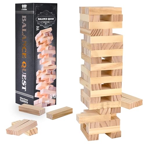 Elbow Room Games Balance Quest, Classic Skill & Strategy Stacking Game with 54 Wooden Pieces, Family Fun for All Ages