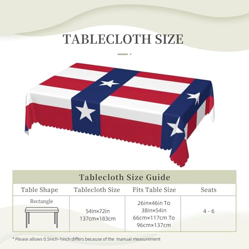Nappe rectangulaire drapeau du Texas lavable pour protéger la table des dîners