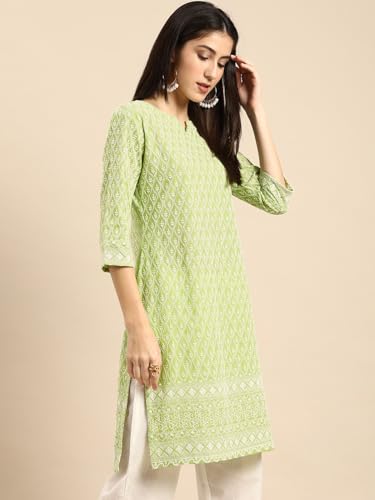 Image of Amazon Brand - Tavasya Women Cotton Solid Straight Kurta