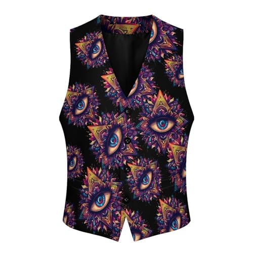 Third Eyeball Goth Eye Spiritual Men's Suit Vests Business Formal Dress V-Neck Waistcoat Tops with 2 Pockets4