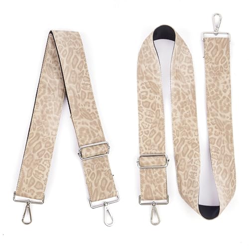 Image of Purse Straps Replacement Crossbody,Crochet Purse Strap for Handbags,Wide Shoulder Straps for Bags(1-Leopard Pink)