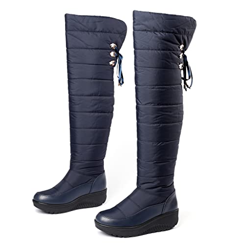 Women's Winter Over The Knee Thigh High Snow Boots Waterproof Rain Warm Fur Lined Wide Calf Snow Boot2