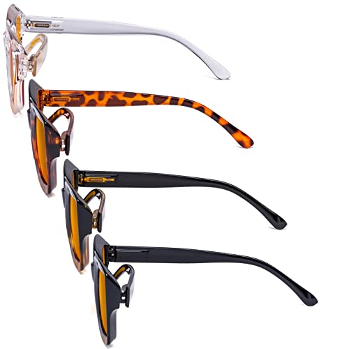 Image of Eyekepper 4 Pack Reading Glasses Blue Light Blocking Oversized Square Computer Readers Orange Tinted +0.50