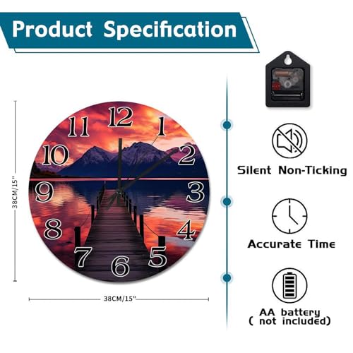 Horloge murale moderne silencieuse à piles de 38,1 cm pour décoration intérieure