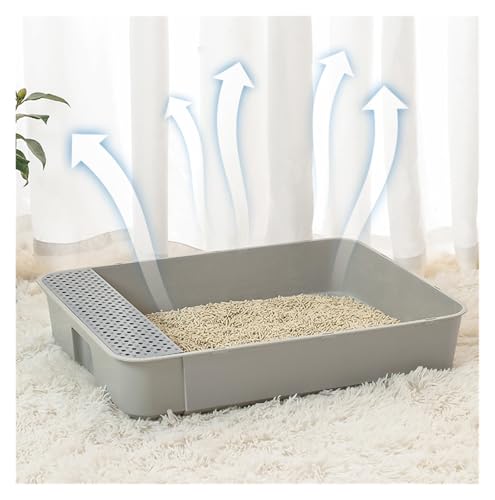 Arenero para gato semi cerrado grande gris fácil limpieza miniatura 4