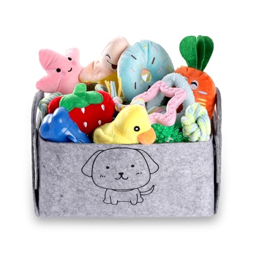 HMXLJJY 24 Stück Welpenspielzeug-Set, kleines Hundespielzeug, Welpen-Zahnspielzeug mit Aufbewahrungsbox, Welpen-Seilspielzeug, Kauspielzeug, Hundespielzeug für kleine und mittelgroße Hunde zum Spielen