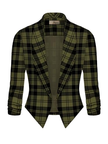 Hybrid & Company Women's Casual Work Office Blazer Jacket Open Front Shawl with 3/4 Scrunch Sleeves2