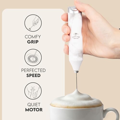 Image of Zulay Kitchen Powerful Frother Wand AA Batteries Included, Ultra Fast Handheld Drink Mixer, Comfort Milk Frother, Stainless Steel Whisker, Frother Handheld for Coffee, Protein & Matcha - Frothmate 2.0