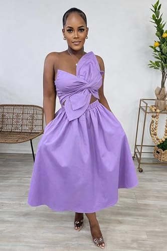 Image of YUEWOO Midi Dresses for Women Casual Summer Sundresses Vacation Outfits Spaghetti Strap Smocked Women Maxi Dress with Pockets