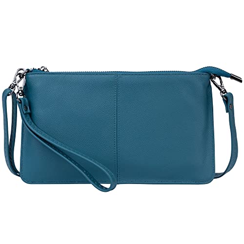 Image of Bveyzi Genuine Leather Wristlet Purses for Women, Envelope Clutch Wallet Small Crossbody Bags for Dressy Evening