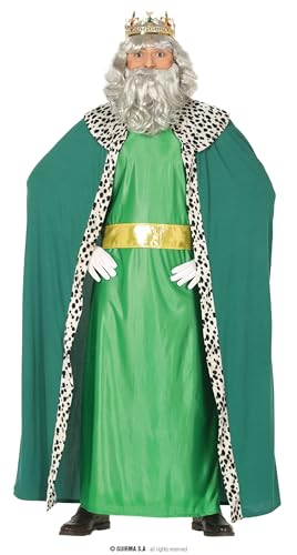 GUIRMA | Disfraz de Rey Mago Verde Adulto (52-54/L) - Capa, Cinturón y Túnica - Disfraces de Navidad, Reyes Magos y Año Nuevo para Fiestas y Celebraciones - Ideal para Hombre Adulto - Verde