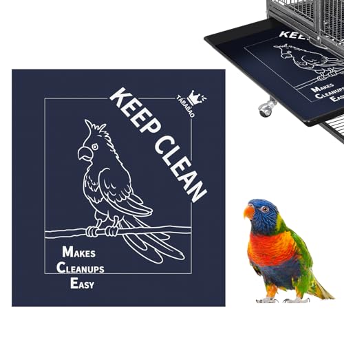Image of Bird Cage Liners, Parrot Cage Liners, 50pcs Disposable Cage Liners for Birds, Non-Woven Pre-cut Large Bird Cage Liners For Parrot Parakeet Conure Cockatiel, Bird Cage Paper Liners, 20 x 18 inch, Blue