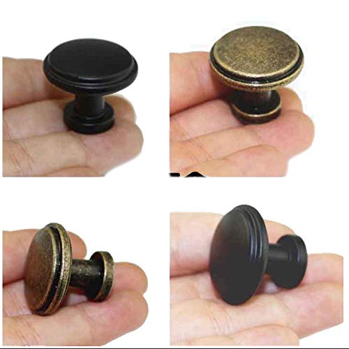 8 Pcs Bronze Knobs Antique Round Drawer Handles Vintage Pulls Single Hole Decorative Hardware For Furniture Cabinet Cupboard Dresser Medium Size (Dia:1", Height:7/8") #TOP6
