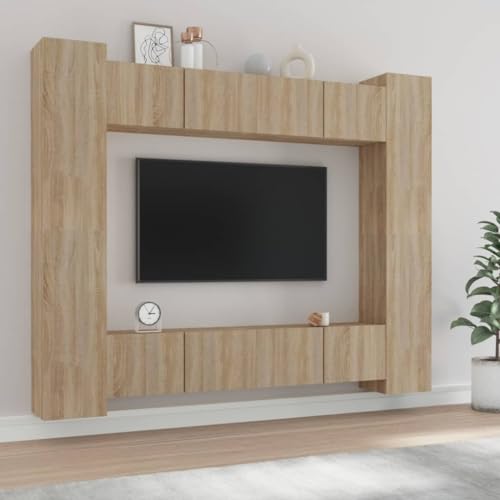 INLIFE Ensemble de Meubles TV 8 pcs Chêne Sonoma Bois d'ingénierie-3114232