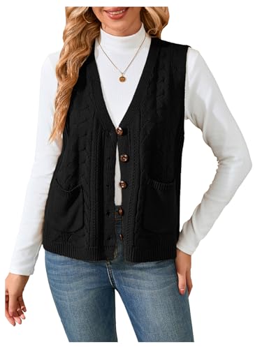 Image of Verdusa Women's Sweater Vest Tops For Women Trendy Sleeveless Button Down Cardigan Outwear