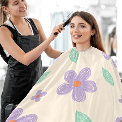 Capa para cortar cabello impermeable profesional MAOBLYR con cierre ajustable de broches, en diseño Floral de menta verde con hojas miniatura 7