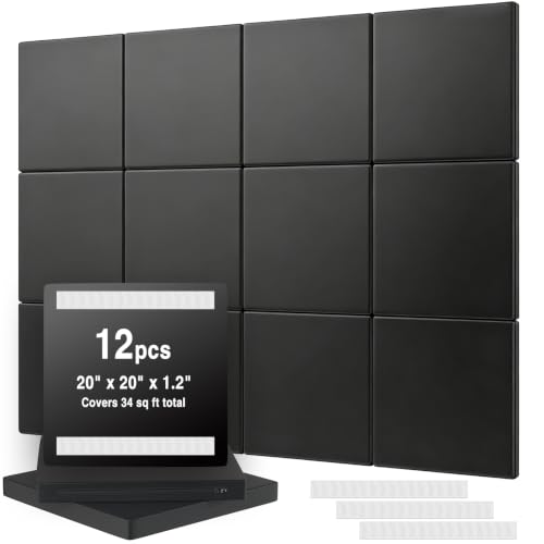12 Pack Golf Wall Padding 20 x 20 x 1.2 Indoor Golf Simulator Padding Panels High Density Foam and PU Surface for Impact Protection Noise Reduction Ideal for Gym Garage Playroom 60 Straps