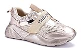 Schuhtempel24 Damen Schuhe Low Sneaker Gold flach Glitzer/schlupf