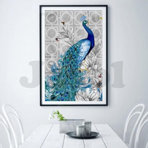 Image of Jasol Diamond Painting Kit, 40x30 Cms, Full Drill, 5D Crystals, Home Wall Decor Gift Set (Peacock M45526)
