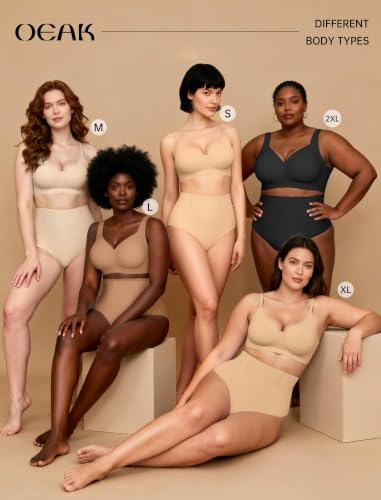 Image of OEAK Tummy Control Shapewear for Women Seamless Girdle High Waisted Body Shaper Underwear Panty Smooth Under Dress Shapewear Black Thongs 3XL