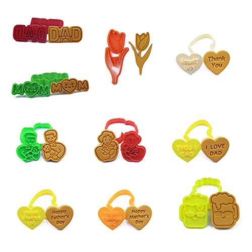 YIFEIJIAO, Moldes de biscoito de plástico de grau alimentício cortador de biscoito 3D Mom and Dad I