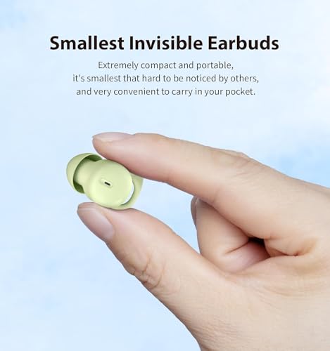 Image of Piegridiat Invisible Sleep Headphones,Sleep Earbuds for Side Sleepers,Small Comfortable Fit Noise Blocking Sleep Ear Buds,Bluetooth 5.3 Wireless Earbuds, in-Ear Ear Buds for Sleeping, Working (Green)