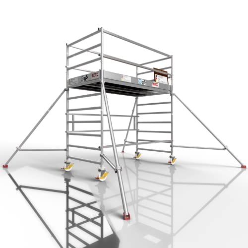 ALTEC Profigerüst AluLight XXL, Arbeitshöhe 4 m, Breite 1,35 m, Länge 2,5 m, inkl. Rollen und Auslegern, TÜV-geprüft, Made in Germany