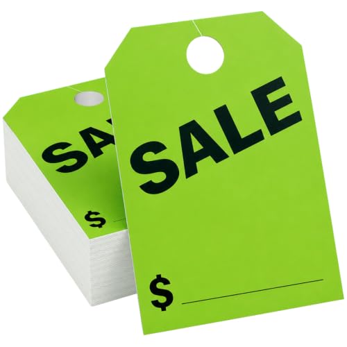 120 Pack Green Sale Tags, 8.5 x 11.8 Inch Car Mirror Price Labels
