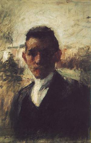 Peinture à l'huile portrait Gyula Kosztolányi Simon Hollósy tableau 36x48 pouces
