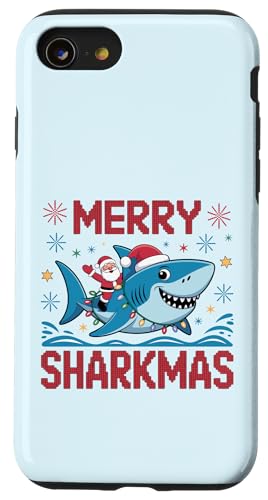 Merry Sharkmas AO[Z[^[ T^ CfBO V[N Cgt X}zP[X iPhone SE (2020) / 7 / 8 p