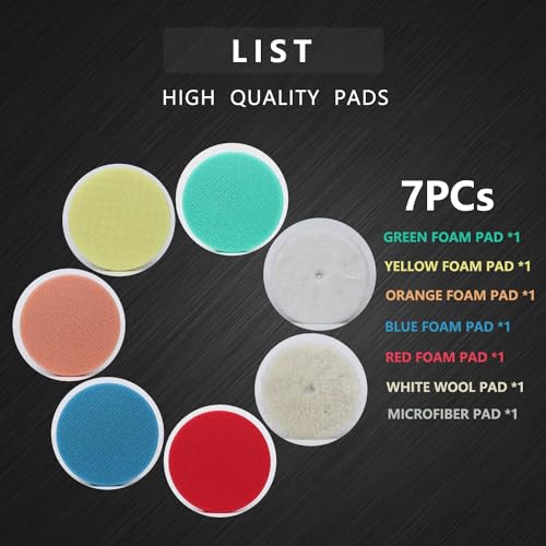 6" Buffing Polishing Pads Kit, 7Pcs 6.5" Backing Plate, Sponge & Woolen Pads - 6" Drill Attachment Set for Car Buffer Polish & Wax (6 Inch (150mm)) - Thumbnail 2