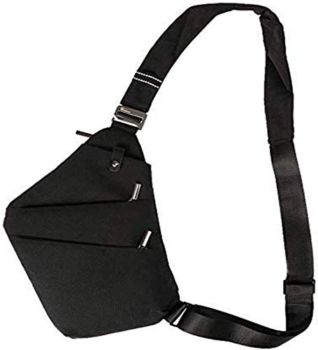 SUNSEATON Man-schoudertas, lichtgewicht crossbody-slingertas Multifunctionele rugzak voor gymschool, outdoor trekking, wandelen, reizen, kamperen (Zwart)