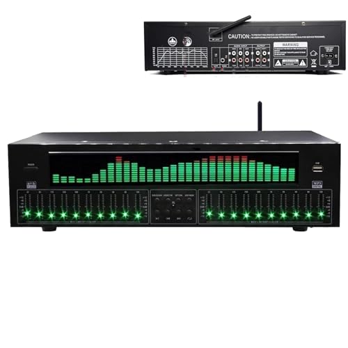 Égaliseur graphique stéréo 31 bandes professionnel avec analyseur de spectre musical LED, 12 modes de rythme, réduction automatique du bruit pour studio d'enregistrement