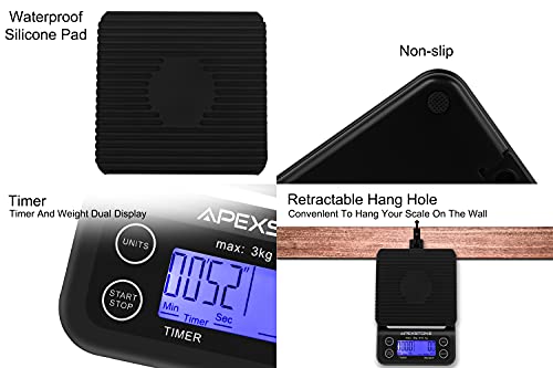 image for Apexstone Coffee Scale with Timer,Coffee Scale with Timer Small,Pour O
