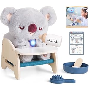 TOP BRIGHT Interactive Plush Toy, Koala Stuffed Animal with Sounds & Reactions, Electronic Interactive Pet Toys with Bottle, Pet Care Play Set Birthday for 3 4 5 Year Old Girl Boy