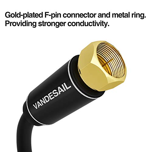 image for Coaxial Cable Triple Shielded, VANDESAIL RG6 Coax Cable 75 Ohm with Go