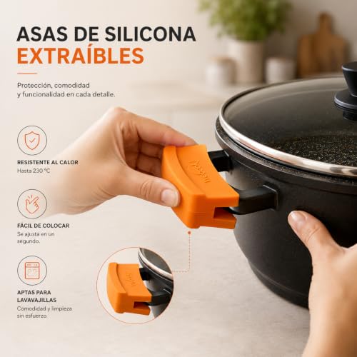 Cazuela baja inducción de 40cm con antiadherente QUANTANIUM que evita que la comida se pegue 6