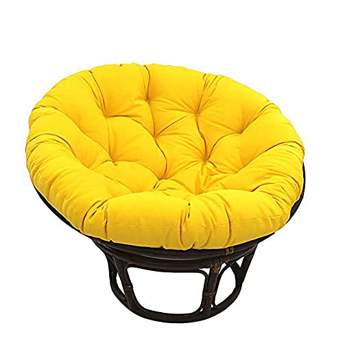 Image of KYNE Round Swing Chair Cushion, Polyester, Outdoor Egg Swing Chair Cushion, Padded Pillow Cushion for Garden Swing, Balcony, Deck (Yellow 1)